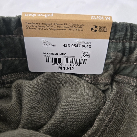 Thereabouts Boy's Green Camo Shorts with Drawstring and Pocket Size M 10/12. NTW - Picture 9 of 9